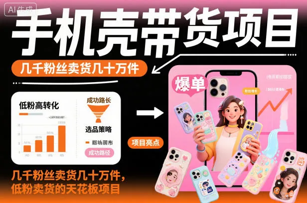 手机壳带货项目，粉丝少也能月销几十万，短视频低粉变现的潜力项目-资源项目网