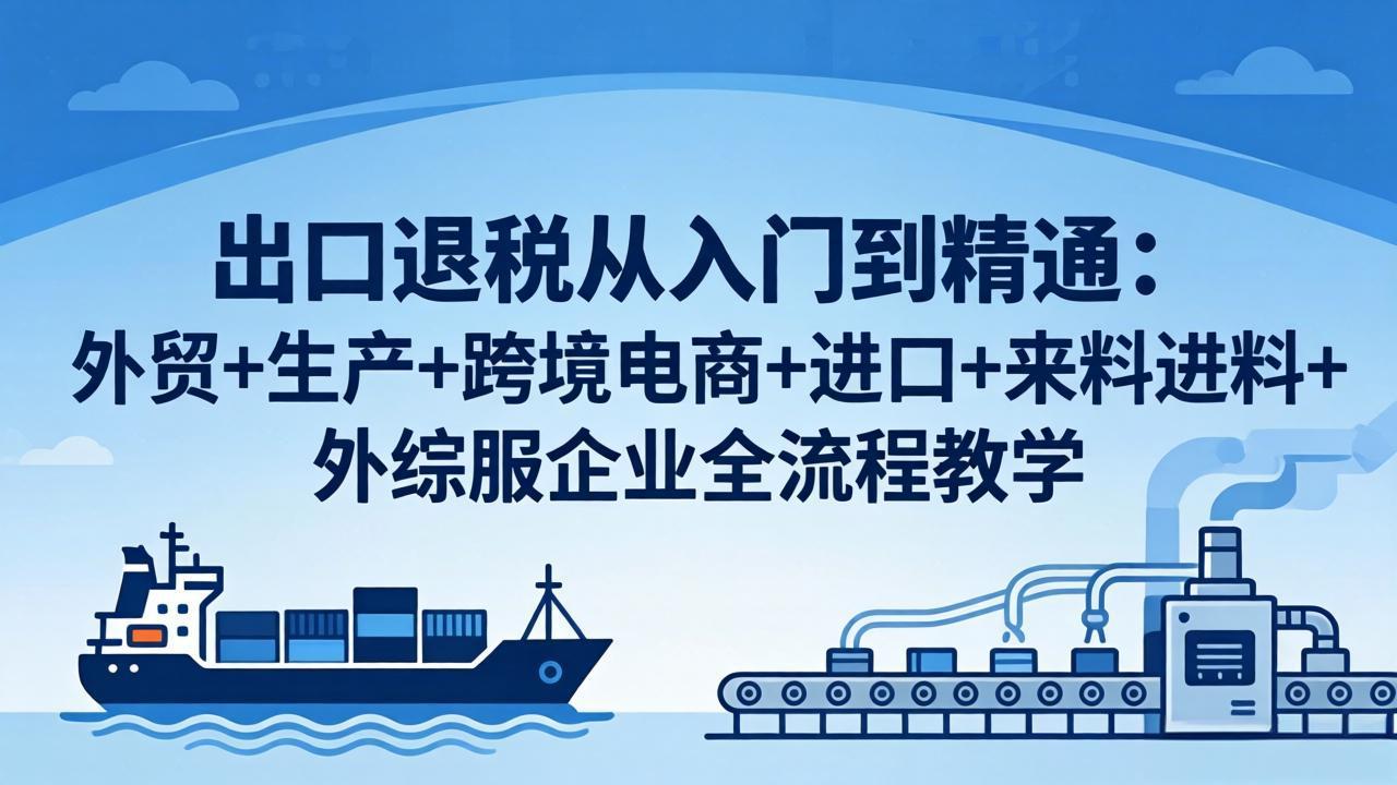 出口退税全攻略：外贸、生产、跨境电商、进口、来料进料及外综服企业全流程教学-资源项目网