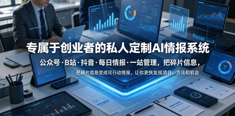 创业者专属AI情报系统:公众号、B站、抖音、每日情报一站管理,将碎片信息转化为行动指南-资源项目网