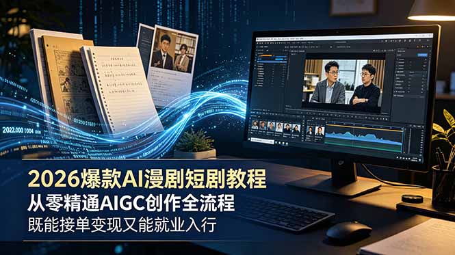 2026年爆款AI漫剧短剧教程：从零到精通AIGC创作全流程，轻松接单变现与就业入行-资源项目网