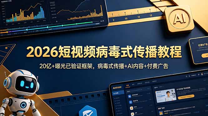 2026年短视频病毒式传播实战教程：AI驱动内容+付费广告，已验证框架实现20亿曝光-资源项目网