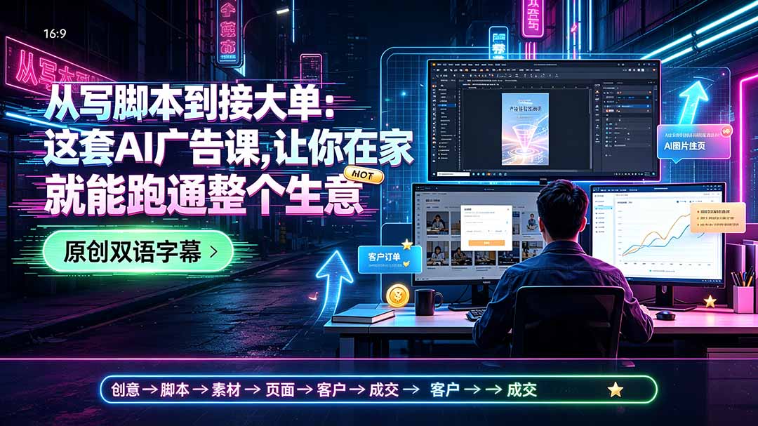 AI广告课：从脚本到大单，在家轻松掌握生意秘诀【双语字幕】-资源项目网