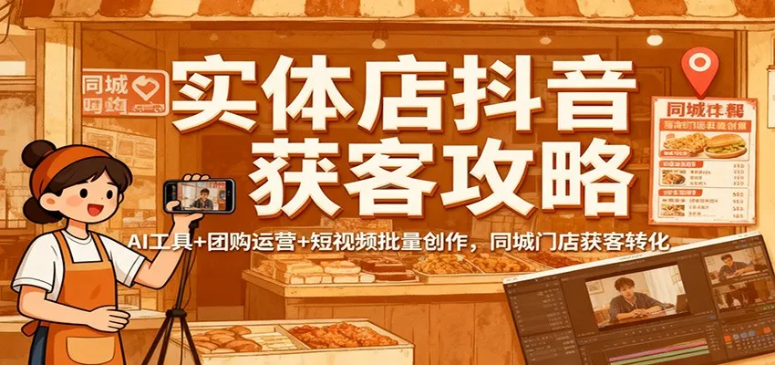 实体店抖音获客策略:AI工具辅助、团购运营优化及短视频批量创作,提升同城门店转化率-资源项目网