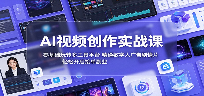 AI视频创作实战课：零基础掌握多工具平台，精通数字人广告、剧情片，轻松开启接单副业-资源项目网