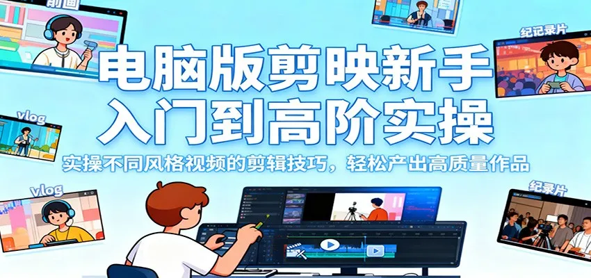 电脑版剪映：从入门到高阶，掌握视频剪辑技巧，轻松制作高质量作品-资源项目网