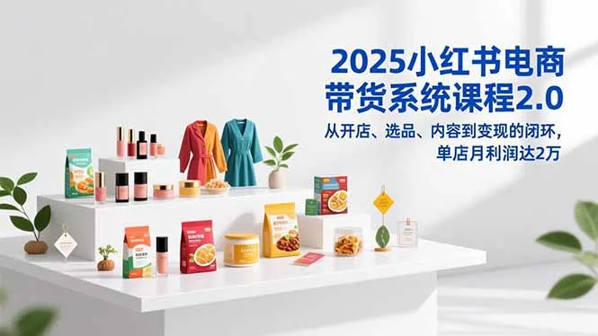 2025小红书电商带货系统课程2.0：从开店到变现的完整攻略，单店月利润达2万-资源项目网