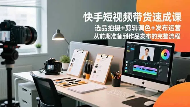 快手短视频带货速成课:选品、拍摄、剪辑、发布全流程解析-资源项目网