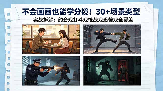 掌握绘画技巧，轻松解锁30+场景类型：从约会到枪战，全面实战解析-资源项目网