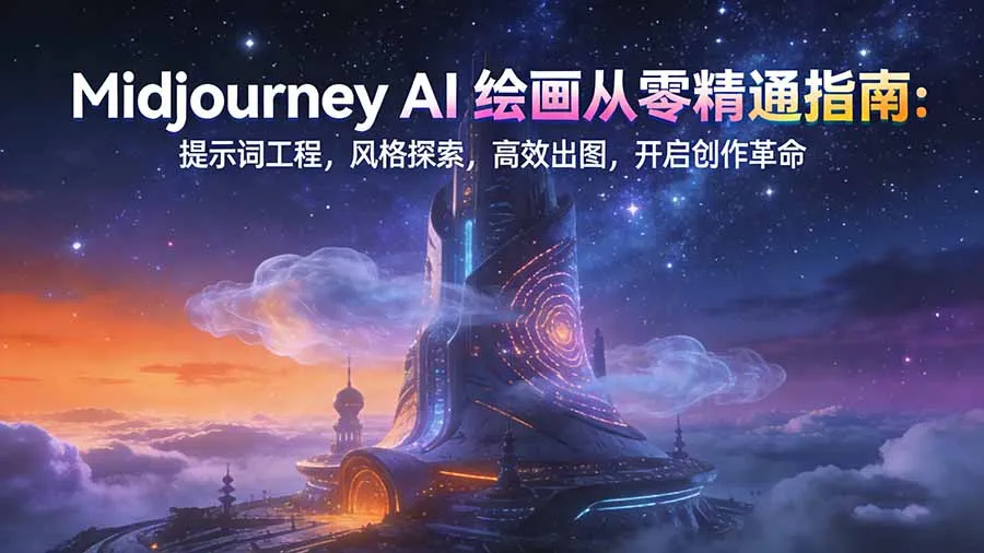 Midjourney AI绘画入门指南：提示词工程、风格探索与高效出图，开启创作革命-资源项目网