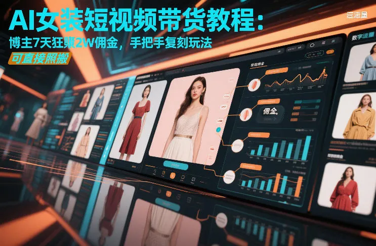 AI女装短视频带货教程：博主7天狂赚2万佣金，手把手复刻玩法，可直接照搬-资源项目网
