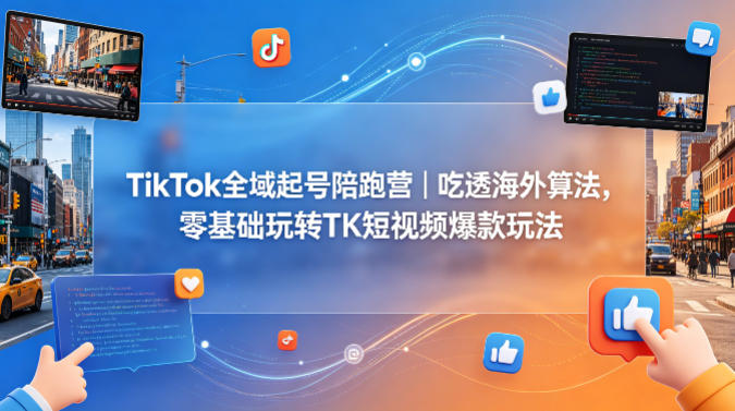 TikTok全域起号陪跑营：掌握海外算法，零基础打造爆款TK短视频-资源项目网