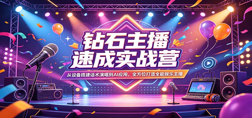 钻石主播速成实战营：全方位打造全能娱乐主播-资源项目网