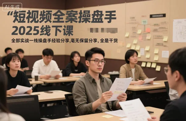 短视频全案操盘手2025线下课,全部实战一线操盘手经验分享,毫无保留分享,全是干货