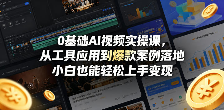 零基础AI视频实操课：工具应用到爆款案例，小白轻松变现-资源项目网