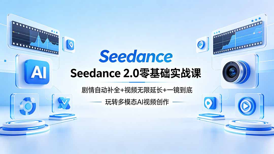 Seedance 2.0零基础实战课：剧情自动补全+视频无限延长+一镜到底：掌握多模态AI视频创作-资源项目网