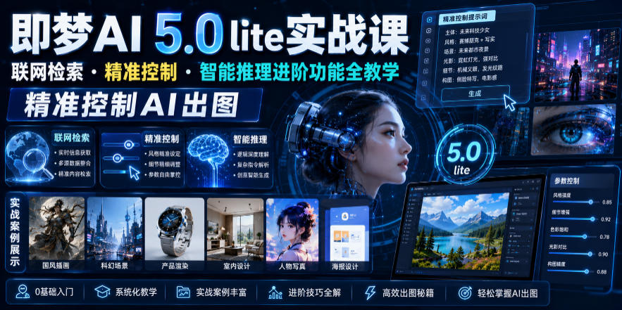 即梦AI 5.0 lite实战课程：联网检索、精准控制与智能推理进阶功能全解析-资源项目网