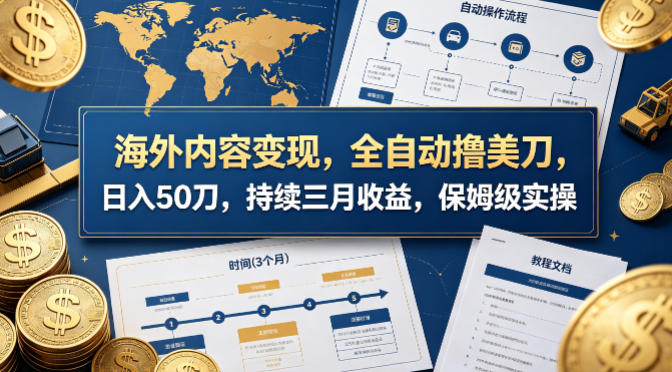 海外内容变现自动化教程：日赚50美元，持续三月收益，保姆级实操揭秘-资源项目网