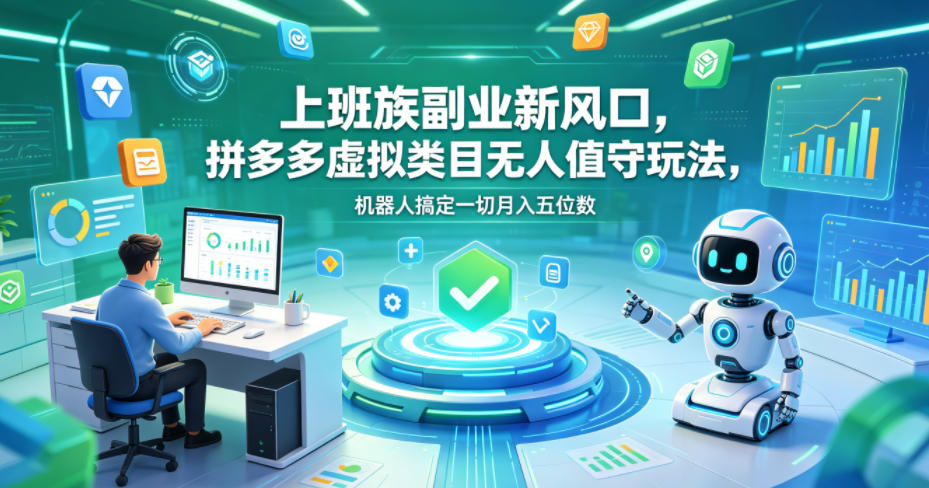 揭秘：拼多多虚拟类目副业，月入五位数的无人值守机器人玩法-资源项目网