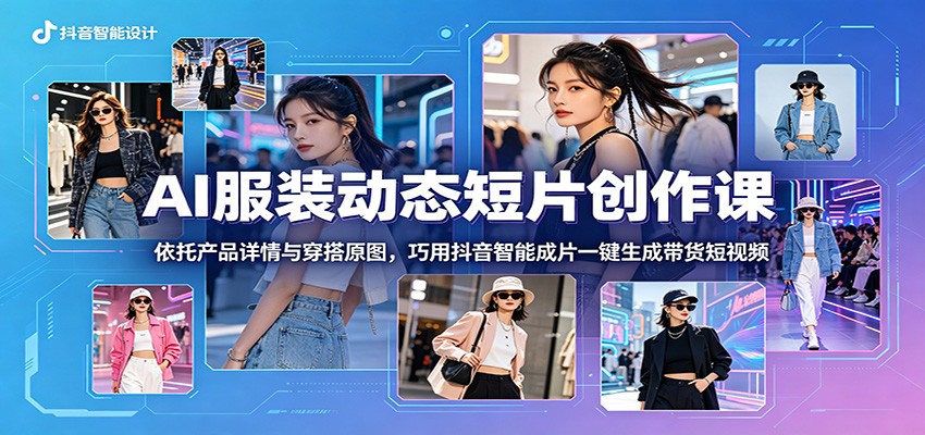 AI服装动态短片创作课:利用产品详情与穿搭原图,抖音智能成片一键生成带货短视频-资源项目网