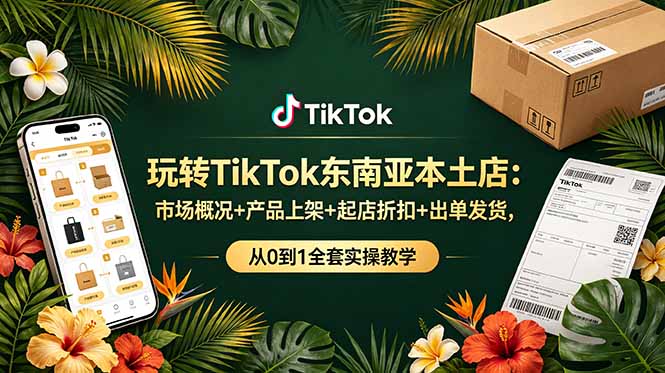 TikTok东南亚本土店运营指南：市场分析、产品上架、起店优惠及出单发货全流程实操教学-资源项目网