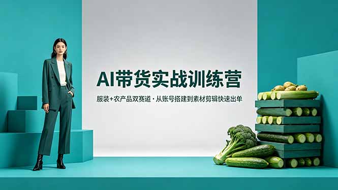 AI带货实战训练营：服装+农产品双赛道，快速出单技巧-资源项目网