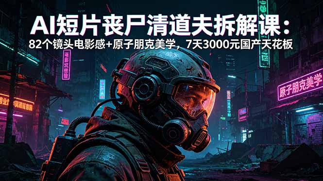 《丧尸清道夫》AI短片拆解课:7天3000元,原子朋克美学+82个镜头电影感-资源项目网