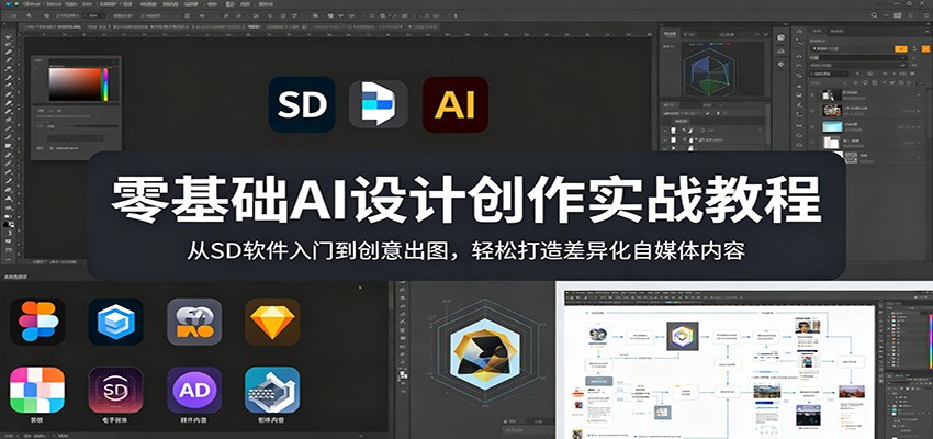 零基础AI设计创作实战教程：从SD软件入门到创意出图，轻松打造差异化自媒体内容-资源项目网