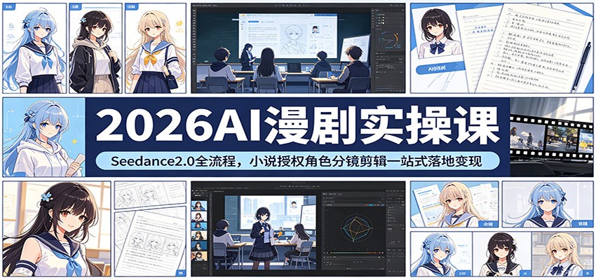 2026 AI漫剧实操课：Seedance2.0全流程，小说授权角色分镜剪辑一站式落地变现-资源项目网