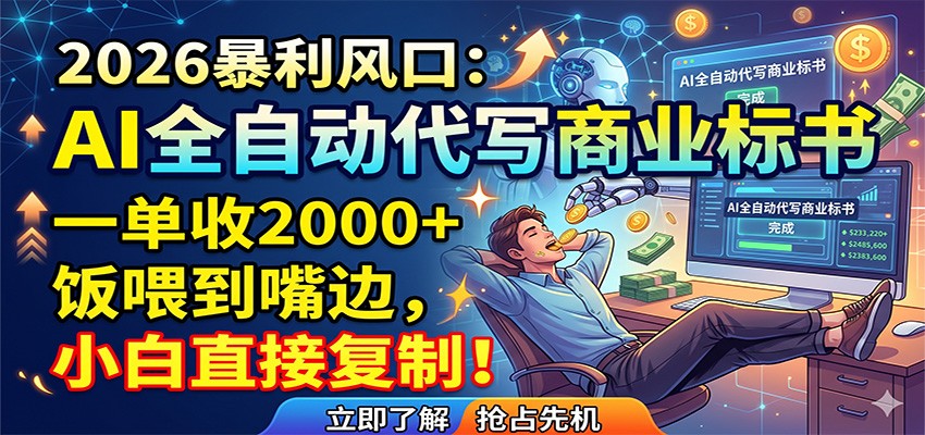 AI代写商业标书，单笔2000+收益，小白轻松复制-资源项目网
