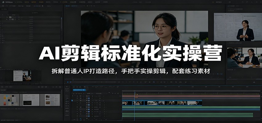 AI剪辑标准化实操营:手把手打造普通人IP,配套练习素材实操教程-资源项目网