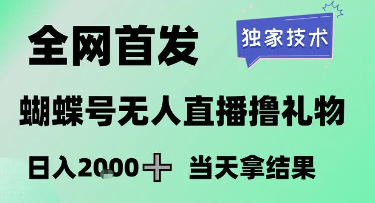 2026年最新蝴蝶号无人直播掘金技术，小白一个月收益3W，长期稳定可做【揭秘】-资源项目网