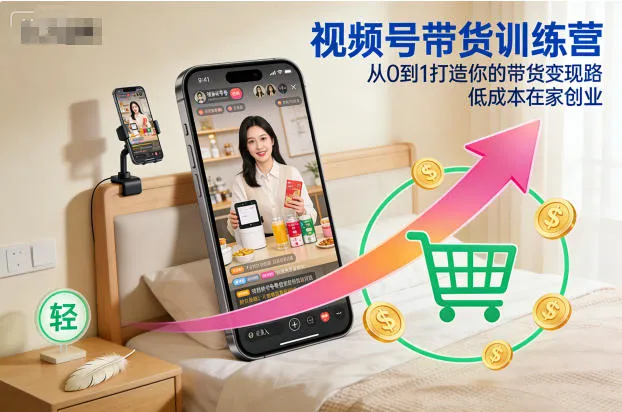 视频号带货创业训练营:0基础到精通,低成本在家开启赚钱之路-资源项目网