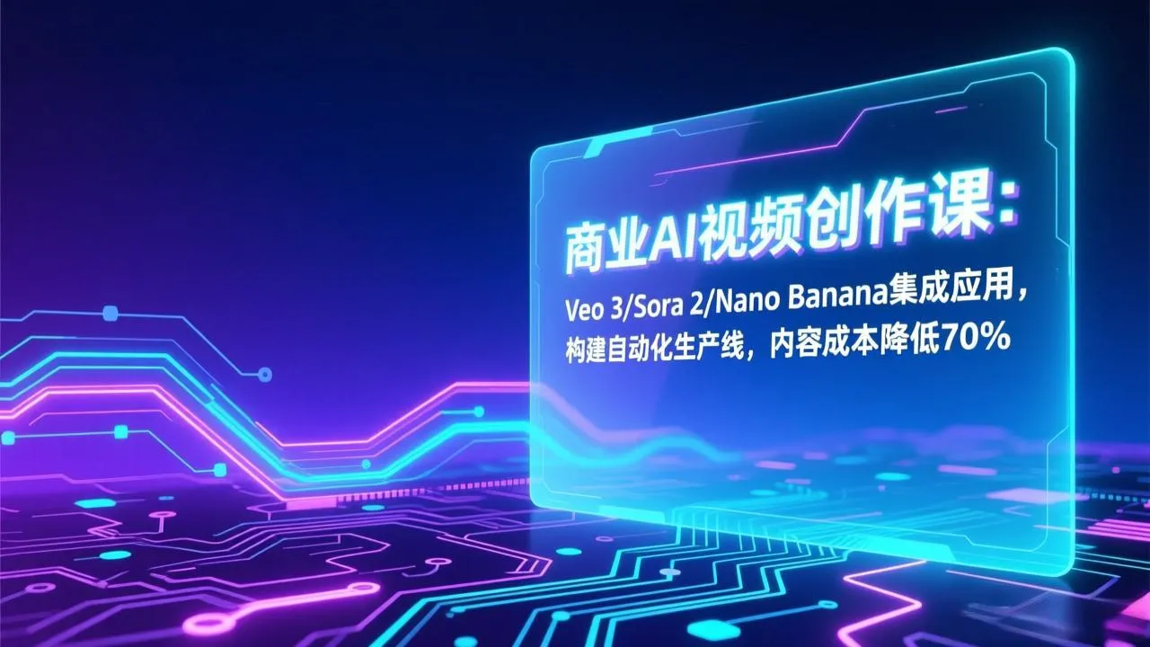 商业AI视频创作课程：Veo 3/Sora 2/Nano Banana集成应用，自动化生产线构建，内容成本降低70%-资源项目网