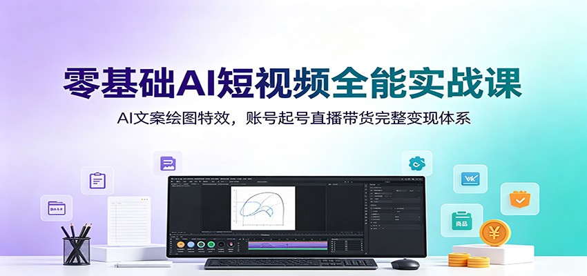 零基础AI短视频全能实战课：掌握AI文案、绘图特效，打造账号起号直播带货完整变现体系-资源项目网