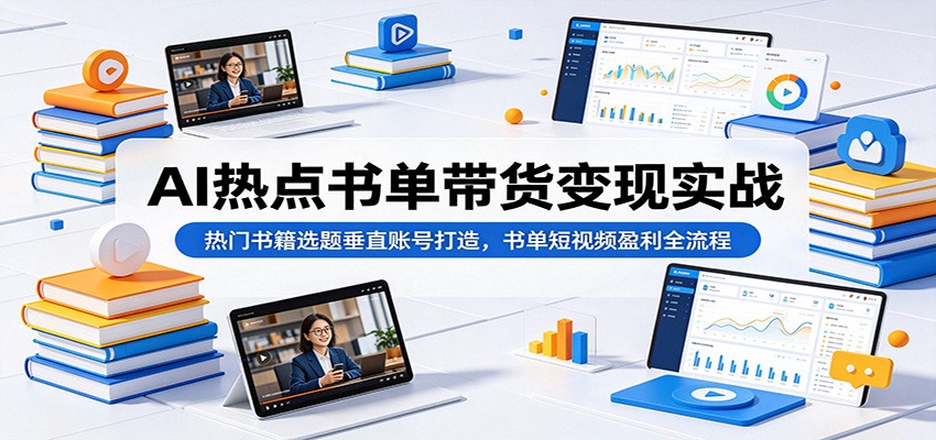 AI热点书单变现实战：热门书籍选题与垂直账号打造，短视频盈利全流程指南-资源项目网