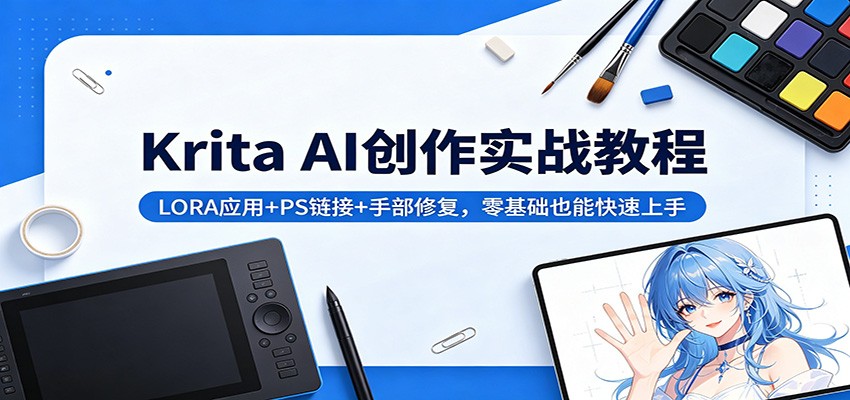 Krita AI创作实战教程：LORA应用+PS链接+手部修复，零基础快速上手-资源项目网