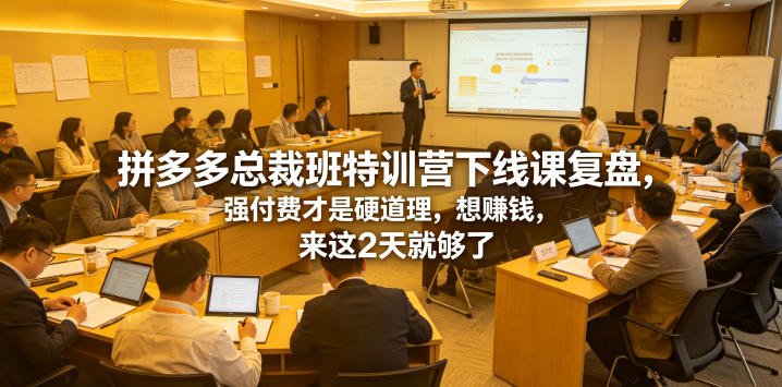 拼多多总裁班特训营下线课程复盘：付费才是成功之道，两天内掌握赚钱秘诀-资源项目网