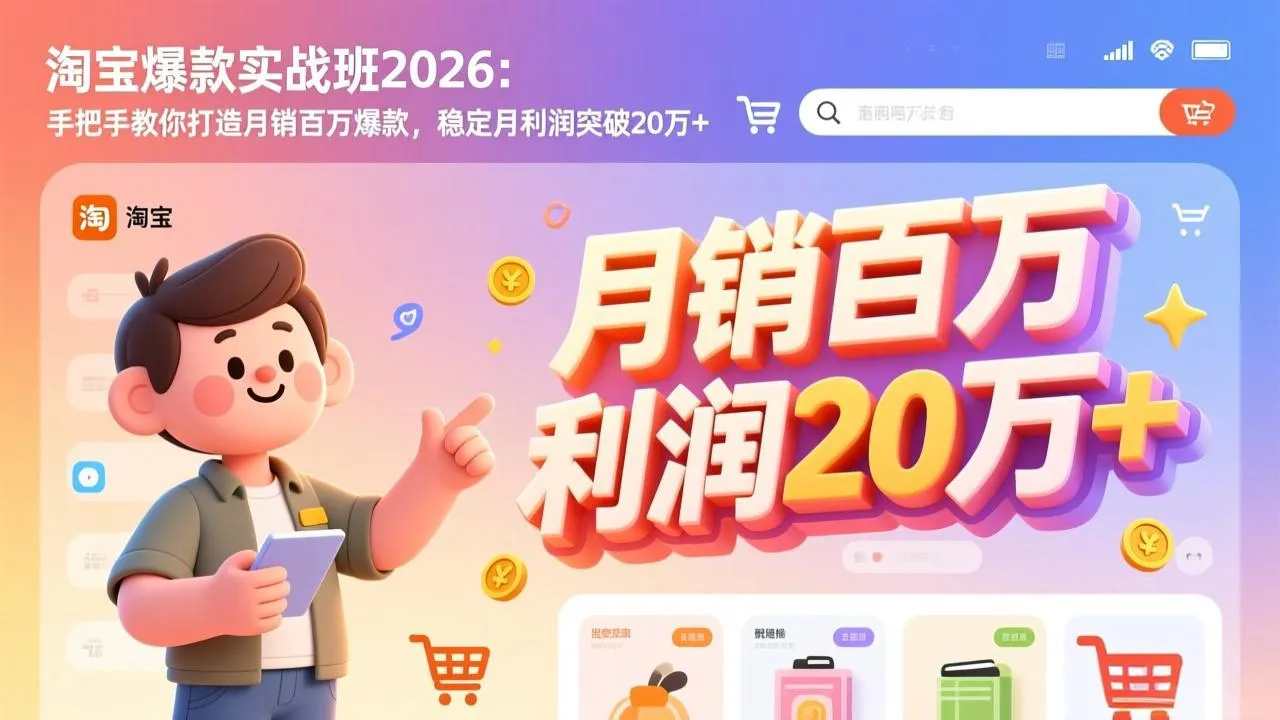 淘宝爆款实战班：2026年2月更新，教你打造月销百万爆款，稳定月利润突破20万+-资源项目网