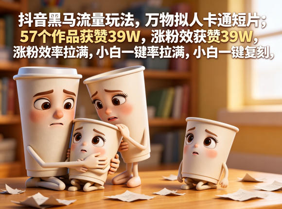抖音爆款拟人卡通短片，57作品获赞39万，小白速成秘籍，保姆级教程-资源项目网