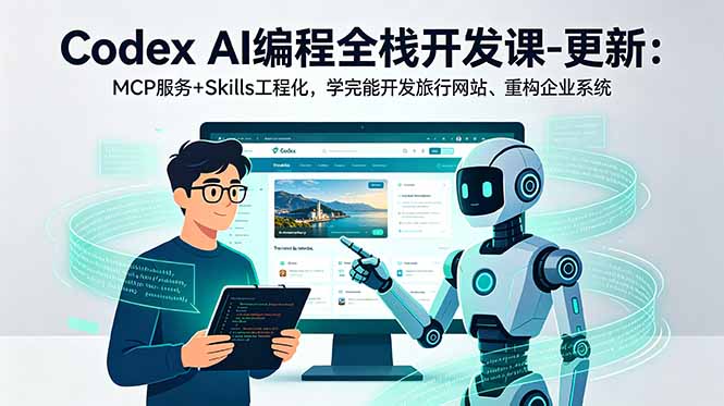 Codex AI编程全栈开发课程:更新内容包含MCP服务与Skills工程化,助你掌握旅行网站和企业系统开发技能-资源项目网