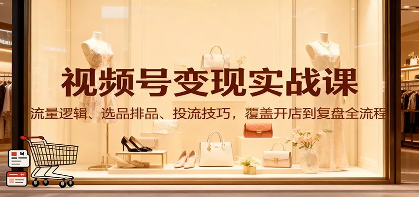 视频号变现实战课程:从开店到复盘的全流程,掌握流量逻辑、选品排品与投流技巧-资源项目网