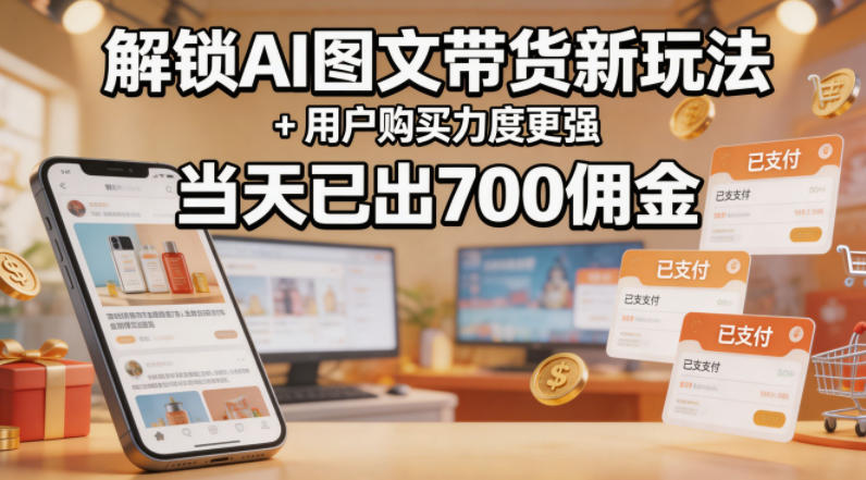 AI图文带货新策略：用户购买力增强，日佣金达700元，深度解析-资源项目网