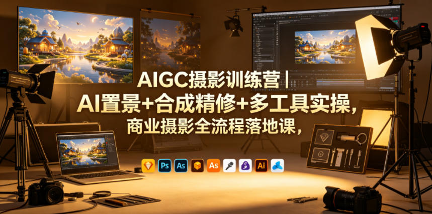 AIGC摄影训练营：商业摄影全流程实操课程，AI置景与合成精修技巧-资源项目网