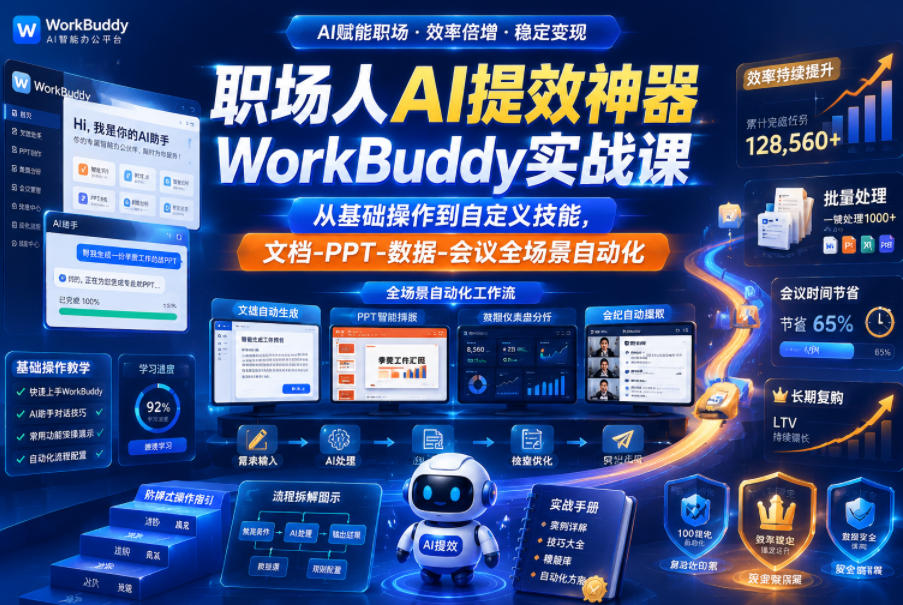 职场人必学：WorkBuddy实战课程，掌握从基础到自定义技能的自动化技巧-资源项目网