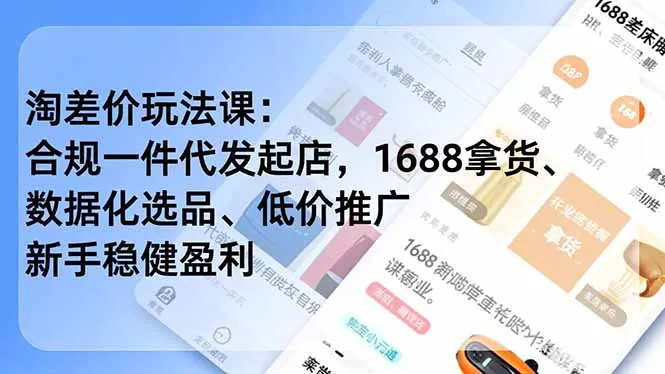 淘差价盈利课：1688拿货、数据选品、低价推广，新手稳健盈利（更新至12月）-资源项目网