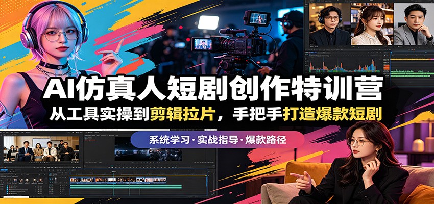 AI仿真人短剧创作特训营：从工具到剪辑，手把手打造爆款短剧-资源项目网
