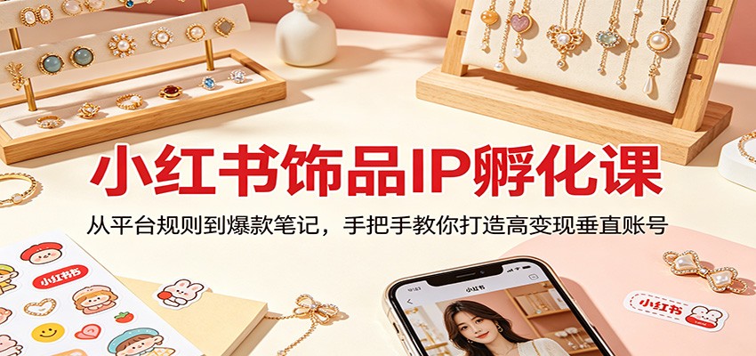 小红书饰品IP孵化课：掌握平台规则与爆款笔记技巧，打造高变现垂直账号-资源项目网