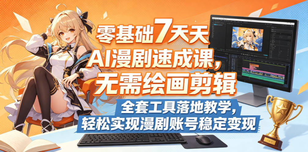 7天AI漫剧速成课：零基础，无需绘画剪辑，全套工具落地教学，轻松实现漫剧账号变现-资源项目网
