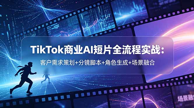 TikTok商业AI短片全流程实战：从策划到场景融合的分镜脚本与角色生成技巧-资源项目网