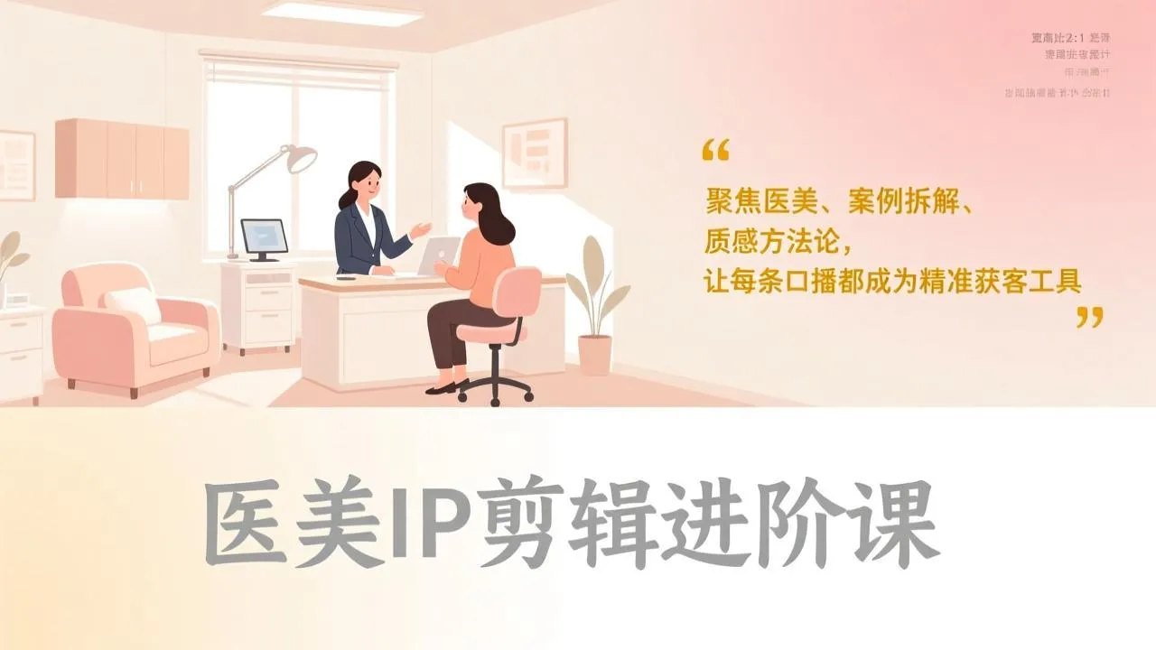 医美IP剪辑进阶课：案例拆解与质感方法论，提升口播精准获客能力-资源项目网